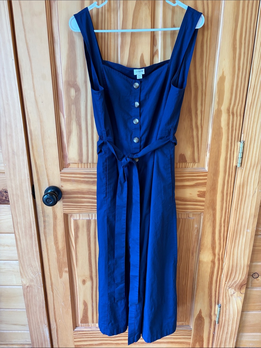J. Crew Navy Button-Front Sleeveless Midi Dress with Tie Waist Belt - Size 12